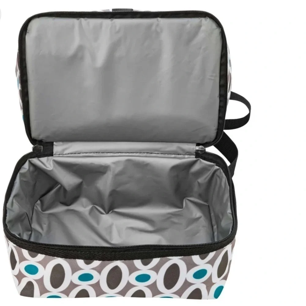 🆕 Insulated Meal Lunch and Snack Bag Tote Two Compartments with Black Handles